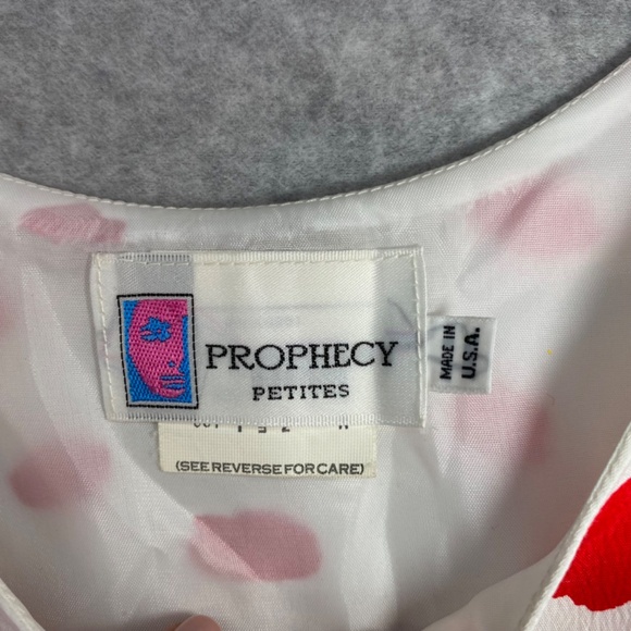 Vintage Size 10 Prophecy Petites Tank Side Tie White Red Polka Dot Lined Viscose - Picture 4 of 7